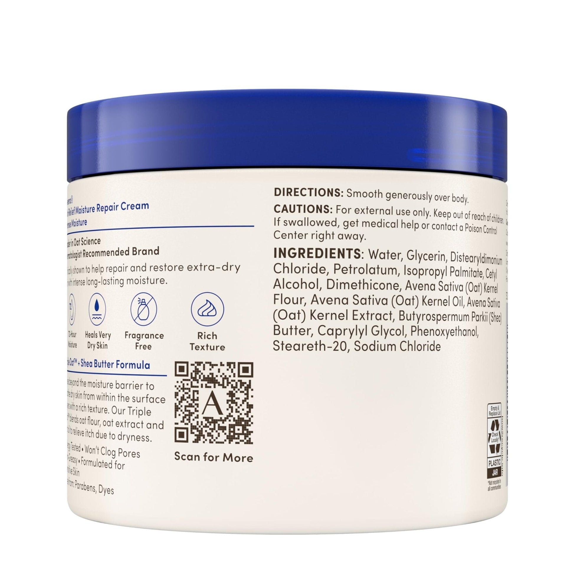 Aveeno Skin Relief Intense Moisture Repair Body Cream with Triple Oat & Shea Butter Formula, Helps Heal, Repair & Restore Very Dry Skin - Maple Wellness Supplements