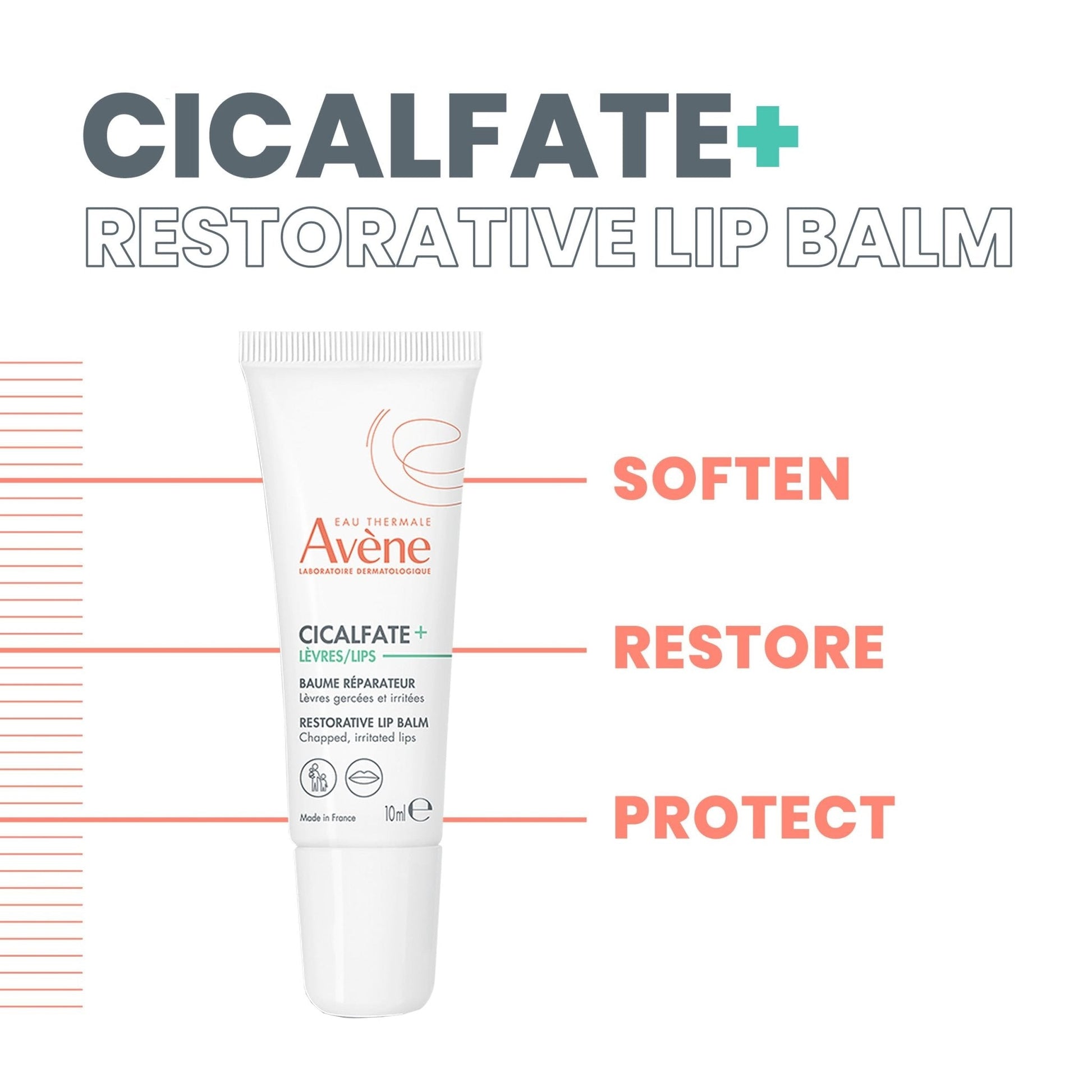 Avène Cicalfate Restorative Lip Cream, Long Lasting Moisture to Soothe Dry, Cracked Lips - Maple Wellness Supplements