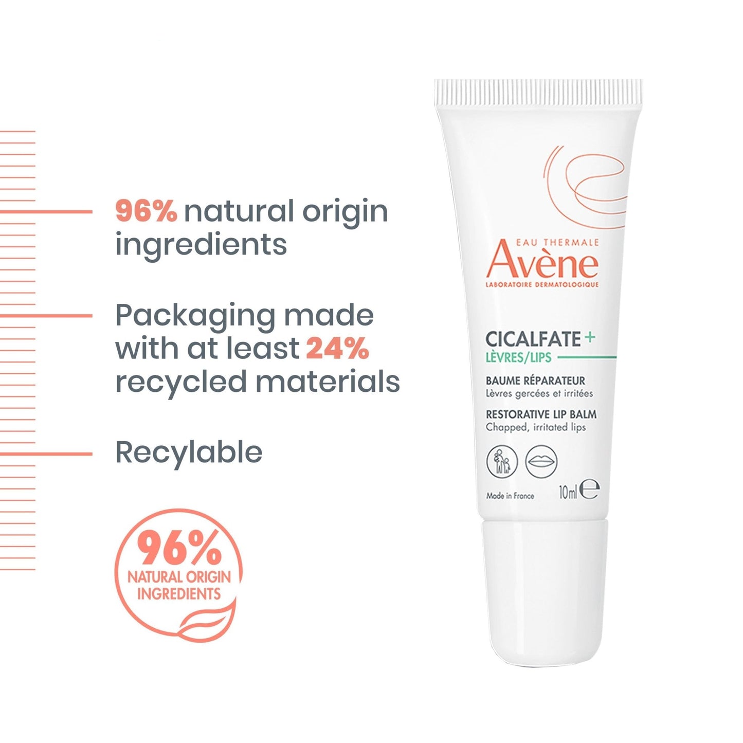 Avène Cicalfate Restorative Lip Cream, Long Lasting Moisture to Soothe Dry, Cracked Lips - Maple Wellness Supplements