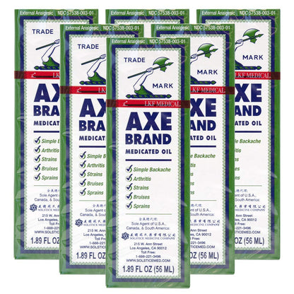 Axe Brand Medicated Oil (Muscle, Joint, and Backache Pain Relief) (1.89 fl oz) (6 Bottles) (Solstice) - Maple Wellness Supplements
