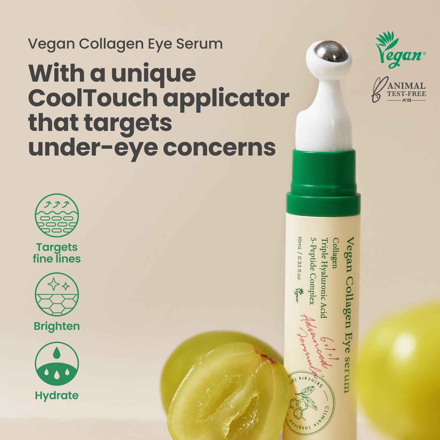 AXIS-Y Vegan Collagen Eye Serum - K Beauty Triple Hyaluronic Acid & Peptide Collagen Serum Improve Skin Elasticity, Reduce Fine Lines & Dark Circles - Maple Wellness Supplements