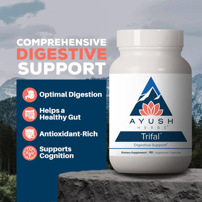 Ayush Herbs Trifal Digestive Support with Amla - Triphala Supplement for Women & Men, Promotes Balanced Digestion, Antioxidant Rich, Made with Organic Ingredients - 90 Vegetarian Capsules (1 Count) - Maple Wellness Supplements
