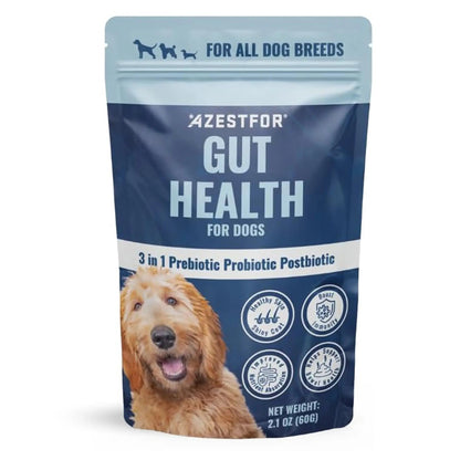 Azestfor Gut Health Supplement for Dogs – 3 in 1 Probiotic, Prebiotic & Postbiotic Blend – Supports Digestion, Immunity & Skin – Easy-to-Use Powder – for All Breeds & Sizes – 60g (30 Servings) - Maple Wellness Supplements