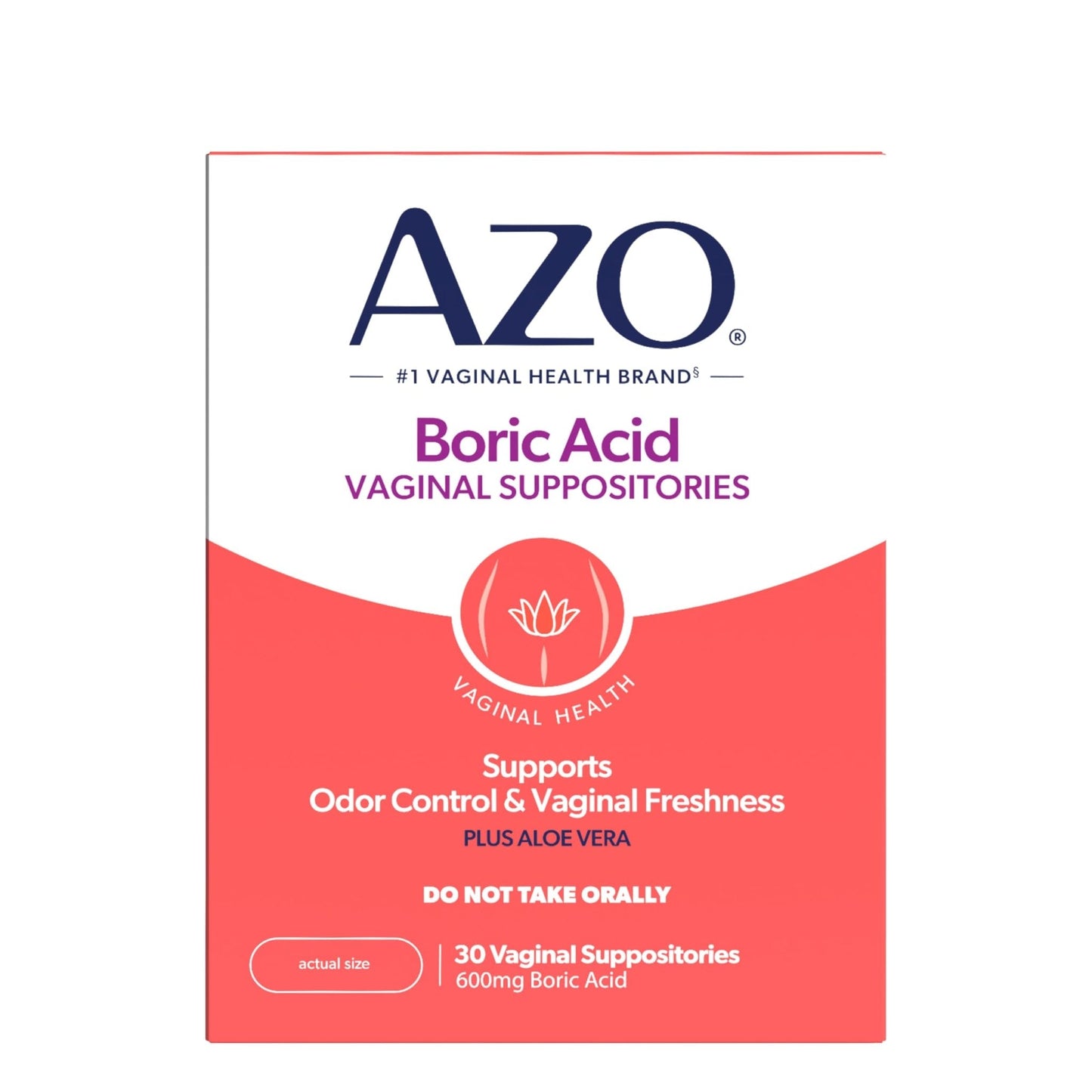 AZO® Boric Acid Vaginal Suppositories for Women, Helps Support Odor Control with Clinically Studied Boric Acid, Non-GMO, 30 Count - Maple Wellness Supplements