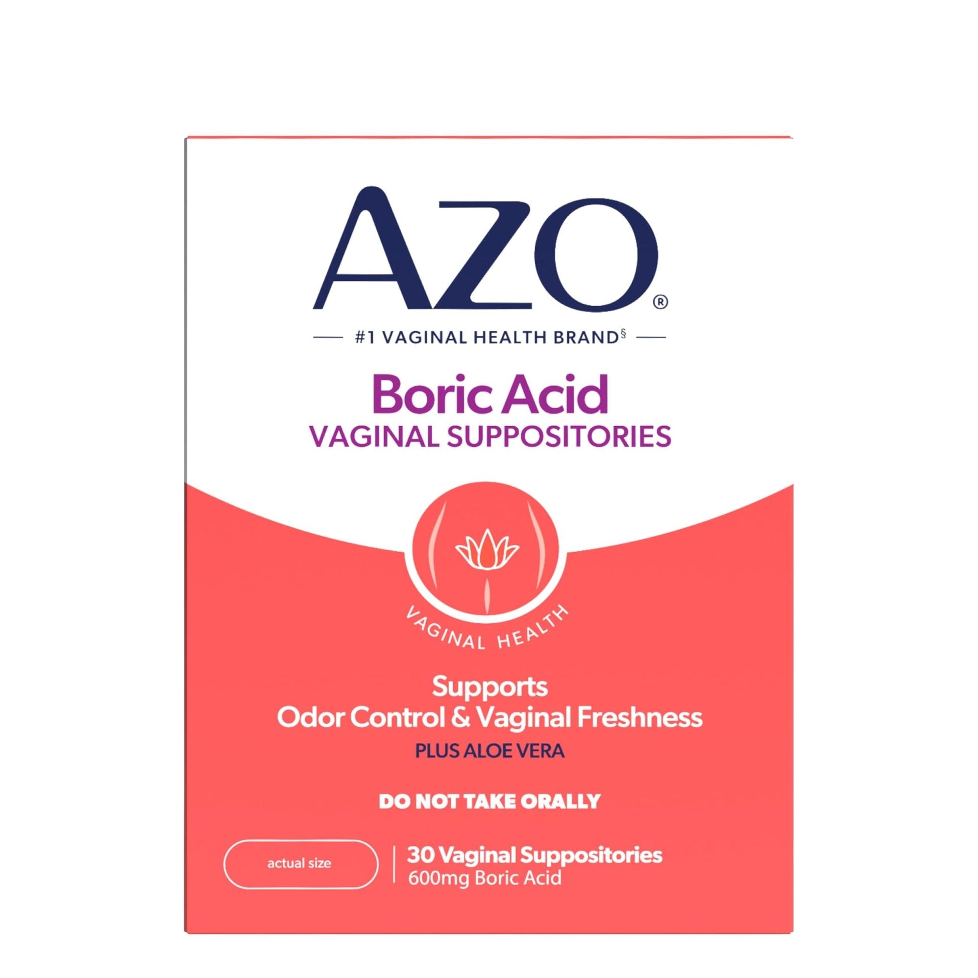 AZO® Boric Acid Vaginal Suppositories for Women, Helps Support Odor Control with Clinically Studied Boric Acid, Non-GMO, 30 Count - Maple Wellness Supplements