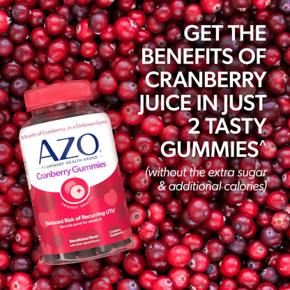 AZO Cranberry Urinary Tract Health Gummies Dietary Supplement, 2 Gummies = 1 Glass of Cranberry Juice, Helps Cleanse & Protect - Maple Wellness Supplements