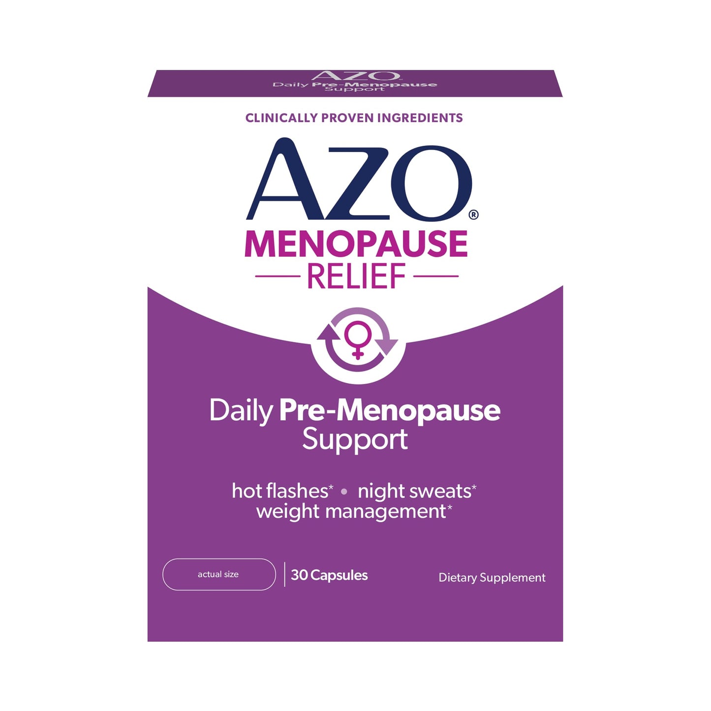 AZO® Daily Pre-Menopause Relief Perimenopause Supplements for Women, Hot Flash, Night Sweat and Healthy Weight Management Support* - 30 Count - Maple Wellness Supplements
