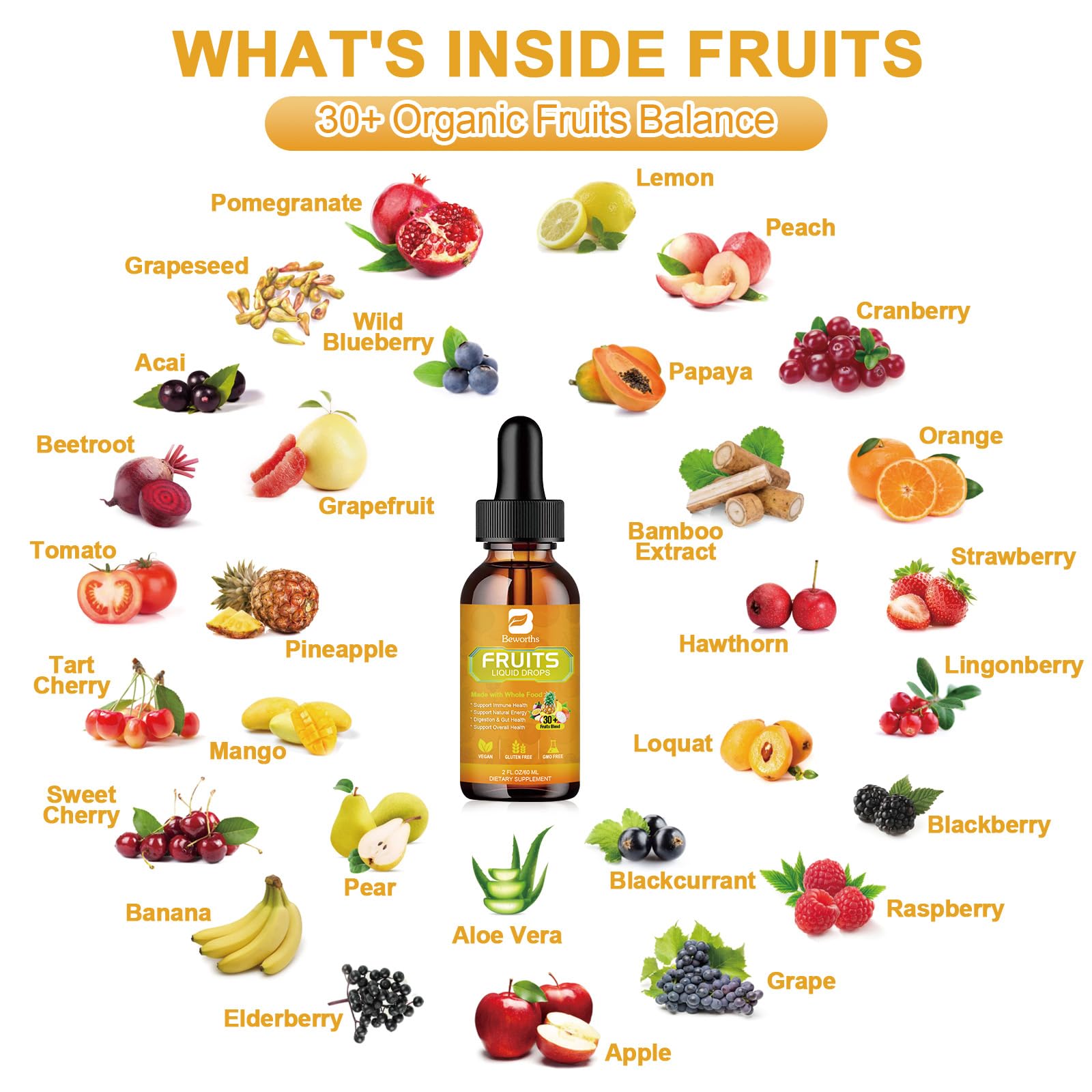 B BEWORTHS Fruits and Veggies Supplement - Balance of Natural Fruit and Vegetable - Maple Wellness Supplements
