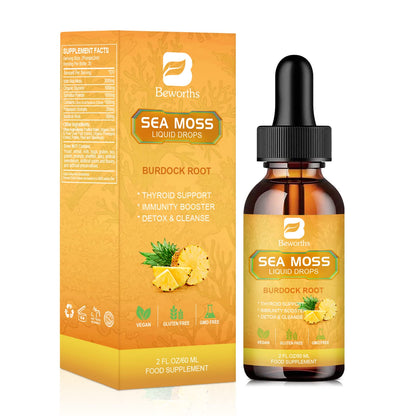 B BEWORTHS Sea Moss Liquid Drops - Organic Irish Sea Moss Gel with Burdock Root - Maple Wellness Supplements