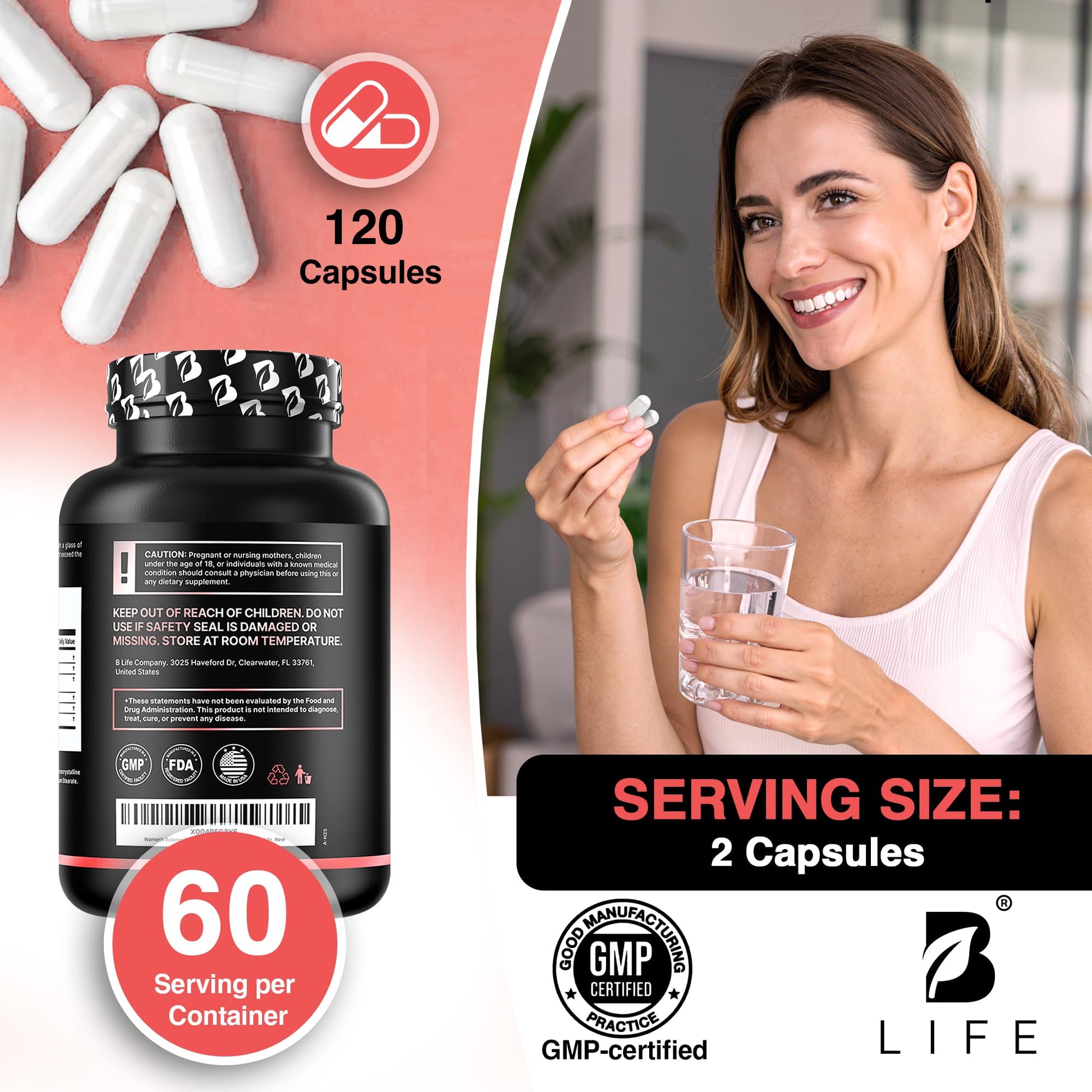 B Life Company DIM Supplement 400 mg with Myo & D-Chiro Inositol, Dong Quai – Hormone Balance for Women – Fertility Supplements – Inositol Supplement - 120 Caps - Maple Wellness Supplements