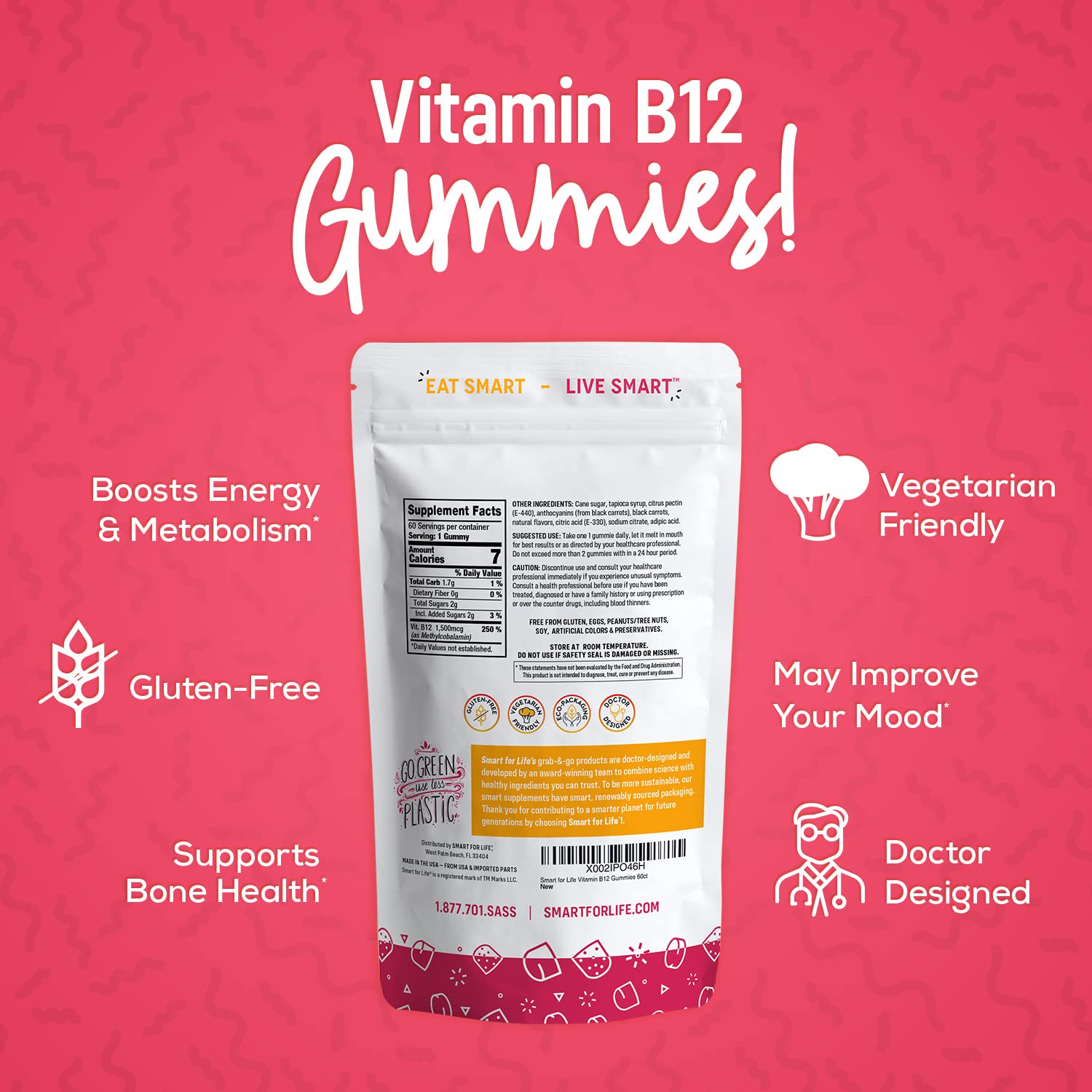 B12 Gummy Vitamins - 1500 mcg Vitamin B12 Gummies for Adults and Kids - Helps with Energy, Metabolism, Bone Nervous System Support - Maple Wellness Supplements
