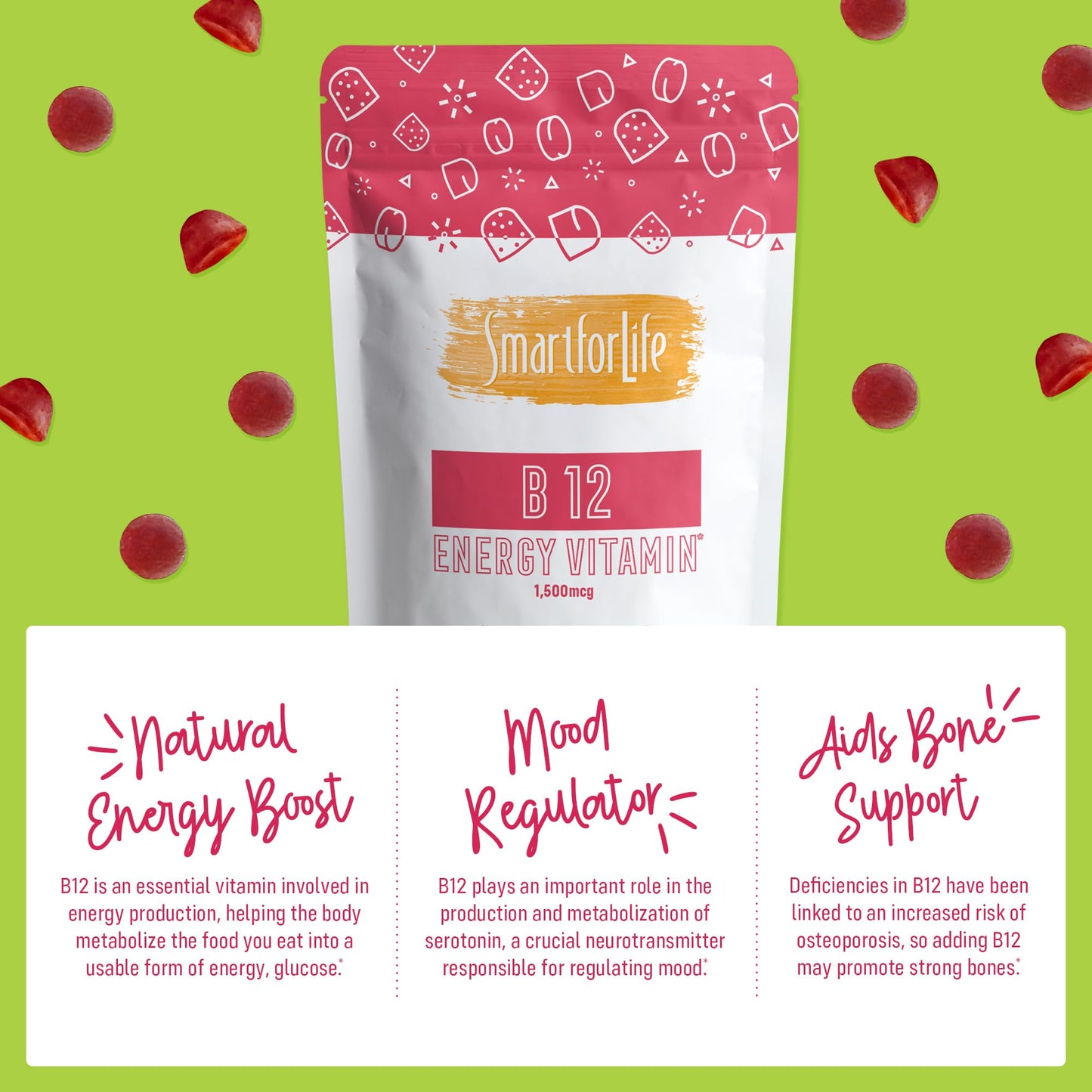 B12 Gummy Vitamins - 1500 mcg Vitamin B12 Gummies for Adults and Kids - Helps with Energy, Metabolism, Bone Nervous System Support - Maple Wellness Supplements