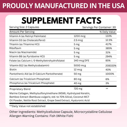 B12 with Hyaluronic Acid, Collagen and Folate – 25000 mcg B12 Complex | Maximize Absorption & Energy | Gluten Free USA Made, B1, B2, B3, B6, B7, B12 vitamins 5000 mcg - Maple Wellness Supplements