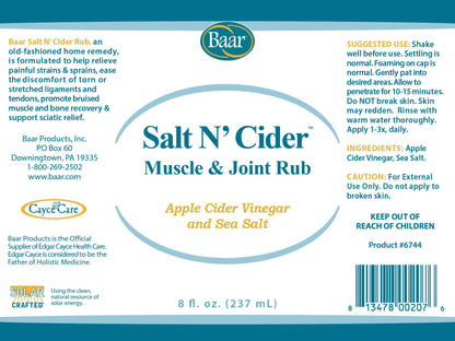 Baar Salt N' Cider Rub - Aids Bruised Ligaments & Tendons, Strains, Sprains & Bone Recovery, 8 fl. oz. - Maple Wellness Supplements