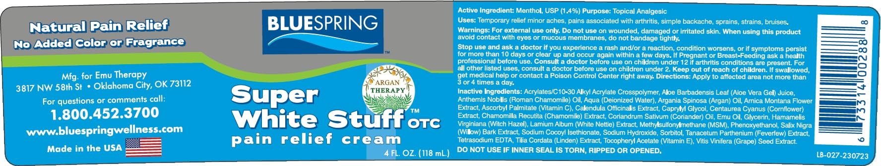 Back Pain Relief Cream with Emu Oil - Super White Stuff Natural Pain Reliever -Topical Cream for Muscle and Joint Pain Relief - Experience Sore Muscle Relief in 5 Minutes - 4 oz - Maple Wellness Supplements