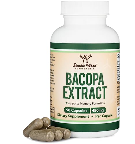 Bacopa Monnieri Capsules 20% Bacosides 450mg, 90 Count (Manufactured in USA - Maple Wellness Supplements