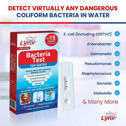 Bacteria Water Test Kit – Coliform, E. coli & Salmonella Detection for Well & Tap Water | Rapid Home Drinking Water Screening Kit with Lab-Quality Results | Leaping Lynx - Maple Wellness Supplements
