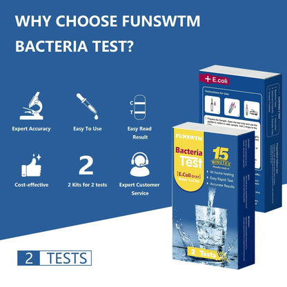 Bacteria Water Test Kit - Results as Fast as 15 MINS -Detects Coliform (Inc. E. coli) & Non-Coliform Bacteria in Drinking, Well Tap & Pool Water – 2 Pack - Maple Wellness Supplements