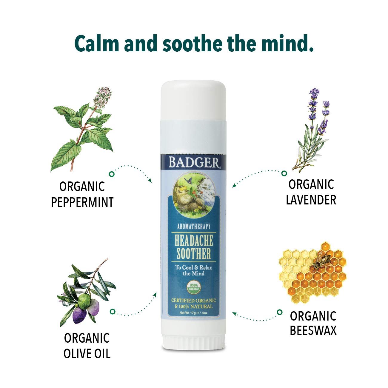Badger Headache Soother - .6 oz Stick - Maple Wellness Supplements