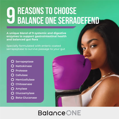 Balance ONE Biofilm Disruptor – Proteolytic Enzymes & Defense Supplement with Serrapeptase & Nattokinase – Systemic & Digestive Support – 60 Capsules, 2 Month Supply – for Women & Men – SerraDefend - Maple Wellness Supplements