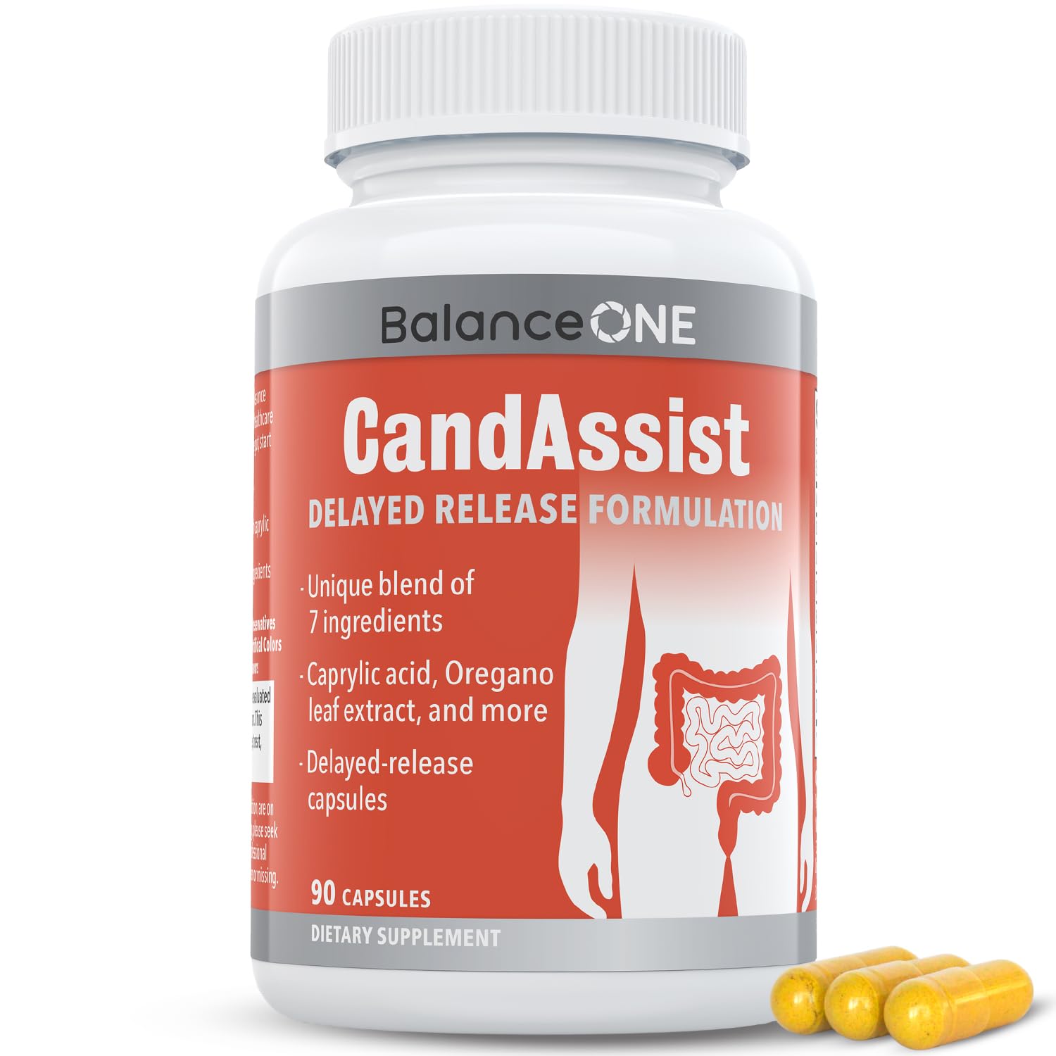 Balance ONE Candida Cleanse & Yeast Support Complex – Caprylic Acid, Undecylenic Acid, Berberine & Oregano Leaf – Gut Flora Balance for Women & Men - Maple Wellness Supplements