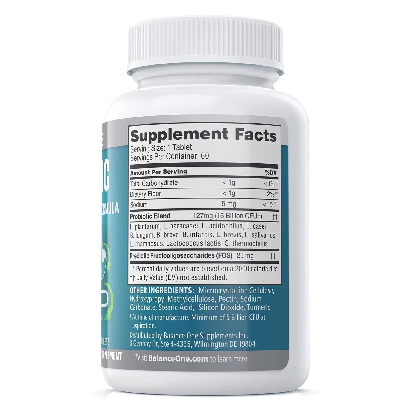 Balance ONE Time Release Probiotic – 15 Billion CFU – 12 Strains Including L. Plantarum – 15x More Survival Than Capsules – Bloating & Gas Relief – Gut & Digestive Health for Women & Men – 60 Tablets - Maple Wellness Supplements