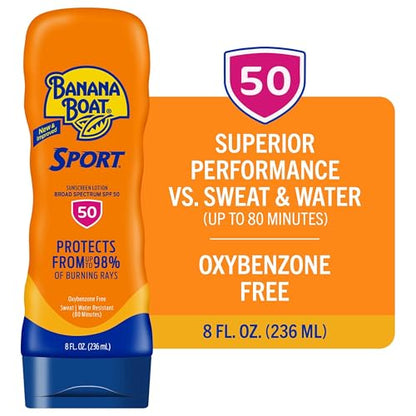 Banana Boat Sport Ultra SPF 50 Sunscreen Lotion, 8oz | Banana Boat Sunscreen SPF 50 Lotion, Oxybenzone Free - Maple Wellness Supplements
