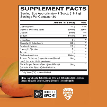 BARE PERFORMANCE NUTRITION BPN Flight Pre Workout, Supports Energy and Mental Focus, Improved Endurance & Muscle Pumps with CarnoSyn - Maple Wellness Supplements