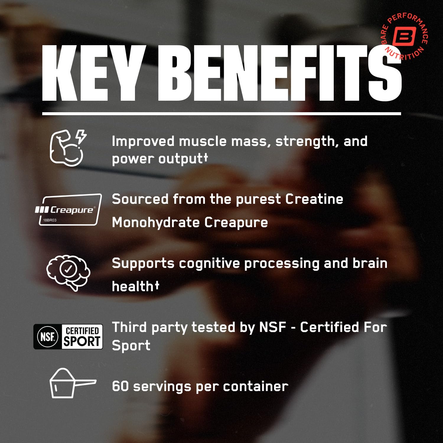 BARE PERFORMANCE NUTRITION, BPN Pure Creatine Monohydrate Powder by Creapure, 5g of Creatine per Serving, - Maple Wellness Supplements