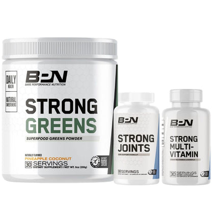 BARE PERFORMANCE NUTRITION BPN Strong Greens Superfood Powder, Strong Joints & Strong Multi-Vitamin Bundle - Maple Wellness Supplements