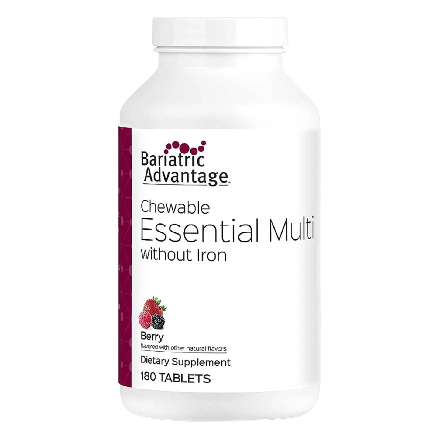 Bariatric Advantage Chewable Essential Multivitamin Without Iron - 200 DV of Key Nutrients - Trace Mineral Support - Maple Wellness Supplements