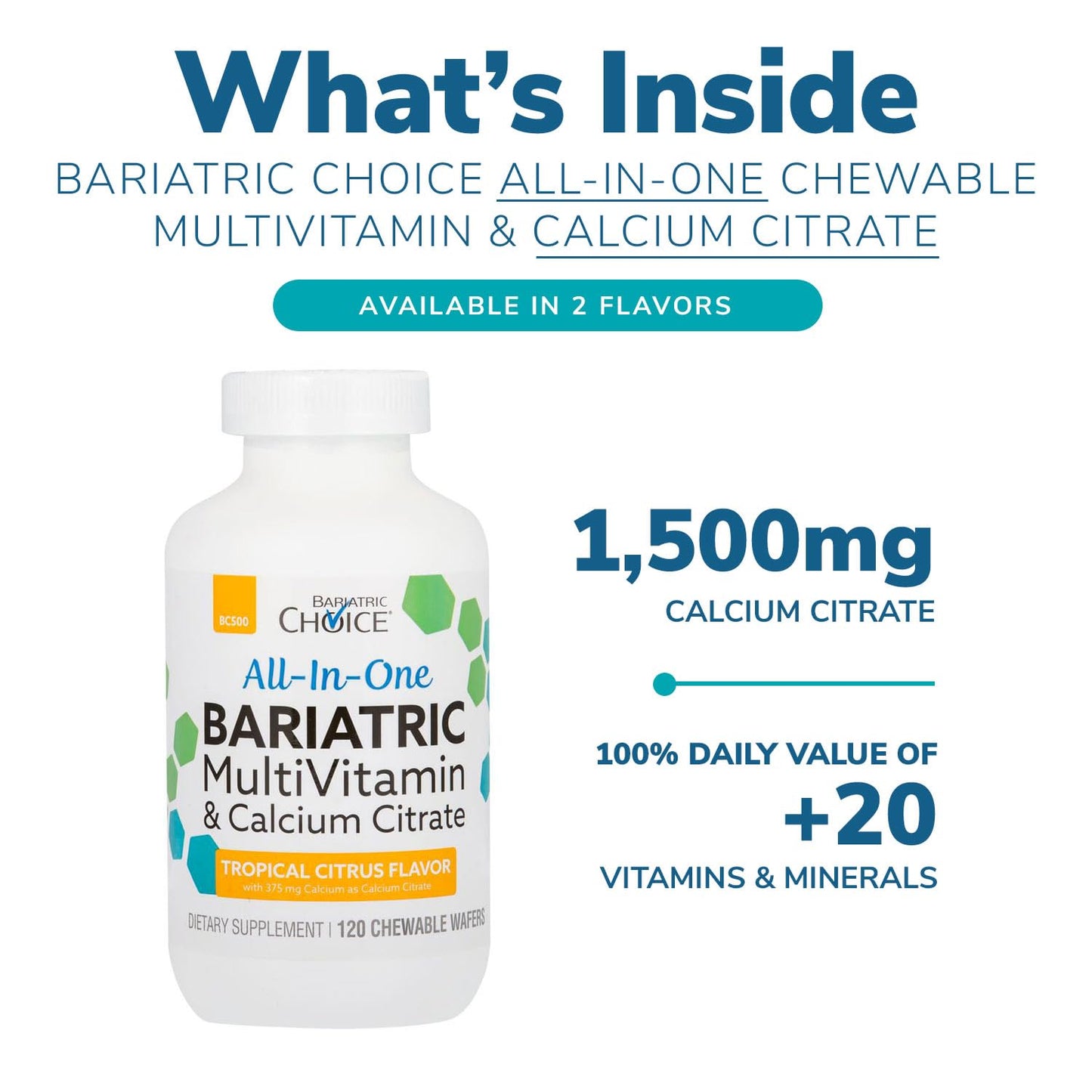 Bariatric Choice All-in-One Chewable Bariatric MultiVitamin with Iron & Calcium Citrate, Very Berry (120ct) - Maple Wellness Supplements