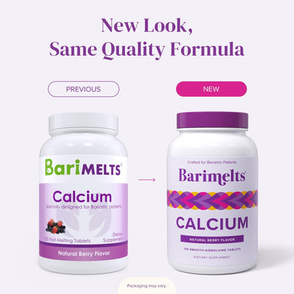 BariMelts Calcium Citrate with Vitamin D3 & Magnesium, 120 Smooth-Dissolving Tablets (1-Month Supply), Bariatric Calcium Supplements - Maple Wellness Supplements