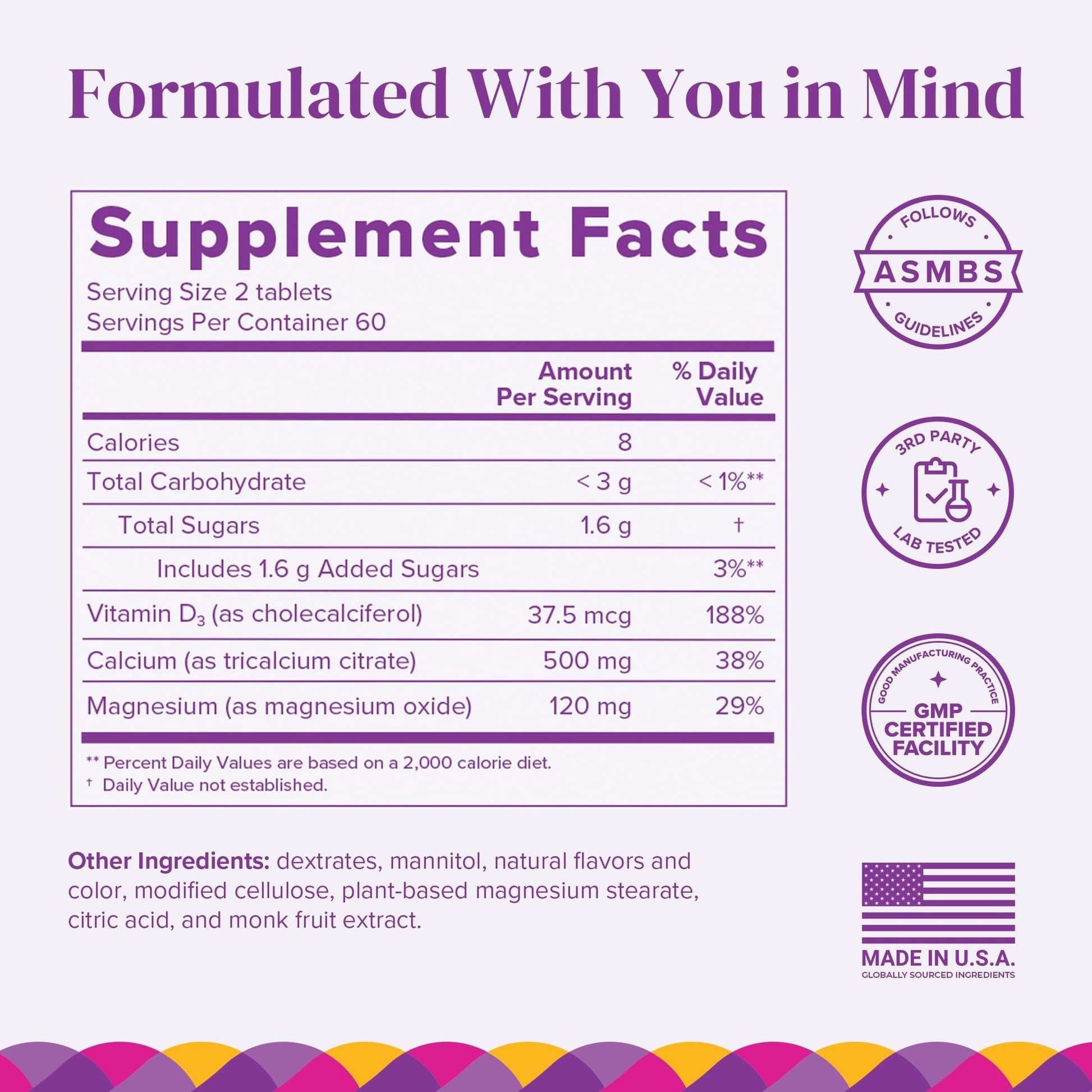 BariMelts Calcium Citrate with Vitamin D3 & Magnesium, 120 Smooth-Dissolving Tablets (1-Month Supply), Bariatric Calcium Supplements - Maple Wellness Supplements