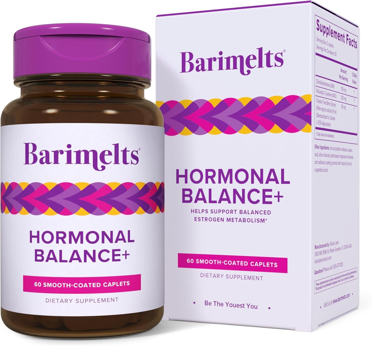 BariMelts Hormonal Balance+ for GLP-1 Users and Bariatric Patients - DIM, NAC & Chasteberry Supports Hormone Balance for Women - 60 Smooth-Coated Caplets (1-Month Supply) - Maple Wellness Supplements