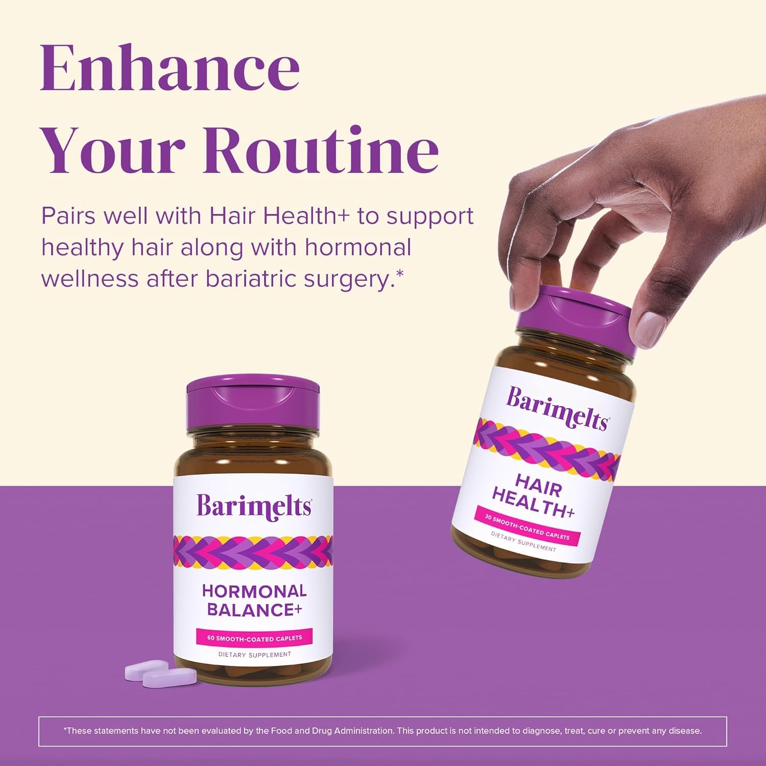 BariMelts Hormonal Balance+ for GLP-1 Users and Bariatric Patients - DIM, NAC & Chasteberry Supports Hormone Balance for Women - 60 Smooth-Coated Caplets (1-Month Supply) - Maple Wellness Supplements