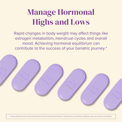 BariMelts Hormonal Balance+ for GLP-1 Users and Bariatric Patients - DIM, NAC & Chasteberry Supports Hormone Balance for Women - 60 Smooth-Coated Caplets (1-Month Supply) - Maple Wellness Supplements