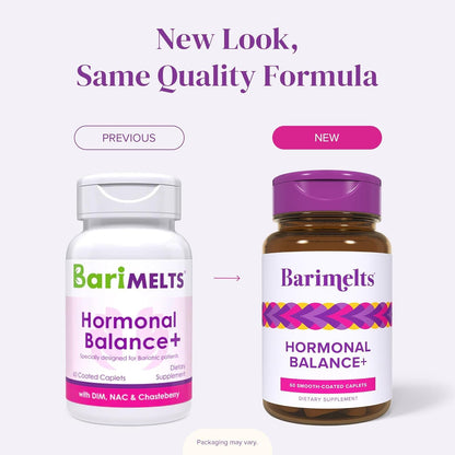 BariMelts Hormonal Balance+ for GLP-1 Users and Bariatric Patients - DIM, NAC & Chasteberry Supports Hormone Balance for Women - 60 Smooth-Coated Caplets (1-Month Supply) - Maple Wellness Supplements