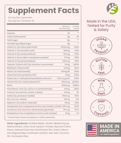 BariSlim Advanced Bariatric Multivitamin Gummies - Specially Formulated Bariatric Vitamins for Patients After Weight Loss Surgery - Supports Energy & Immune Health | Cherry (90 Vegan Gummies) - Maple Wellness Supplements