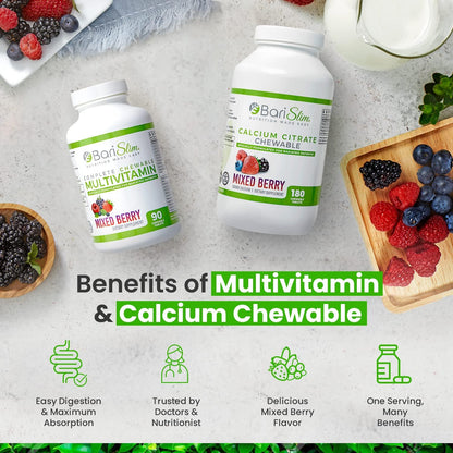 BariSlim Bariatric Calcium Citrate & Complete Chewable Bariatric Multivitamin - Bariatric Vitamin and Supplement for Post Bariatric Surgery Including Gastric Bypass and Gastric Sleeve - Maple Wellness Supplements