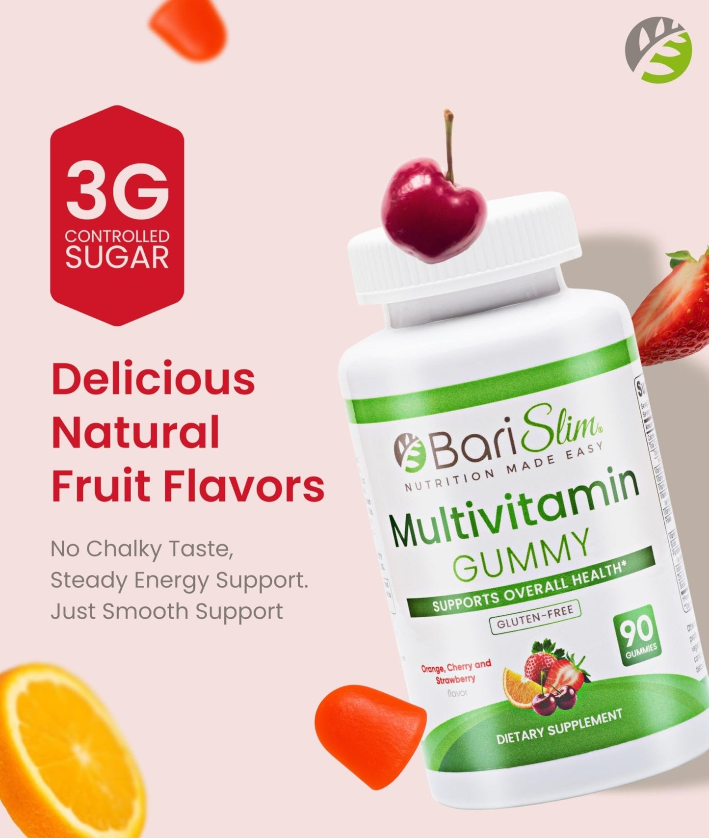 BariSlim Bariatric Chewable Multivitamin Gummies - Specially Formulated Gummy Vitamin for Patients After Weight Loss Surgery - Easy to Digest & Great Tasting Fruit Flavors | 90 Fruit Chews - Maple Wellness Supplements