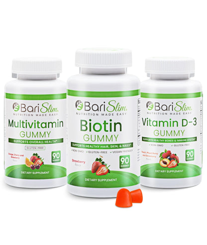 BariSlim Bariatric Multivitamin Gummies - Specially Formulated Gummy Vitamin for Patients After Weight Loss Surgery - Easy to Digest & Great Tasting Fruit Flavors | Pack of 3 | 90 Fruit Chews - Maple Wellness Supplements