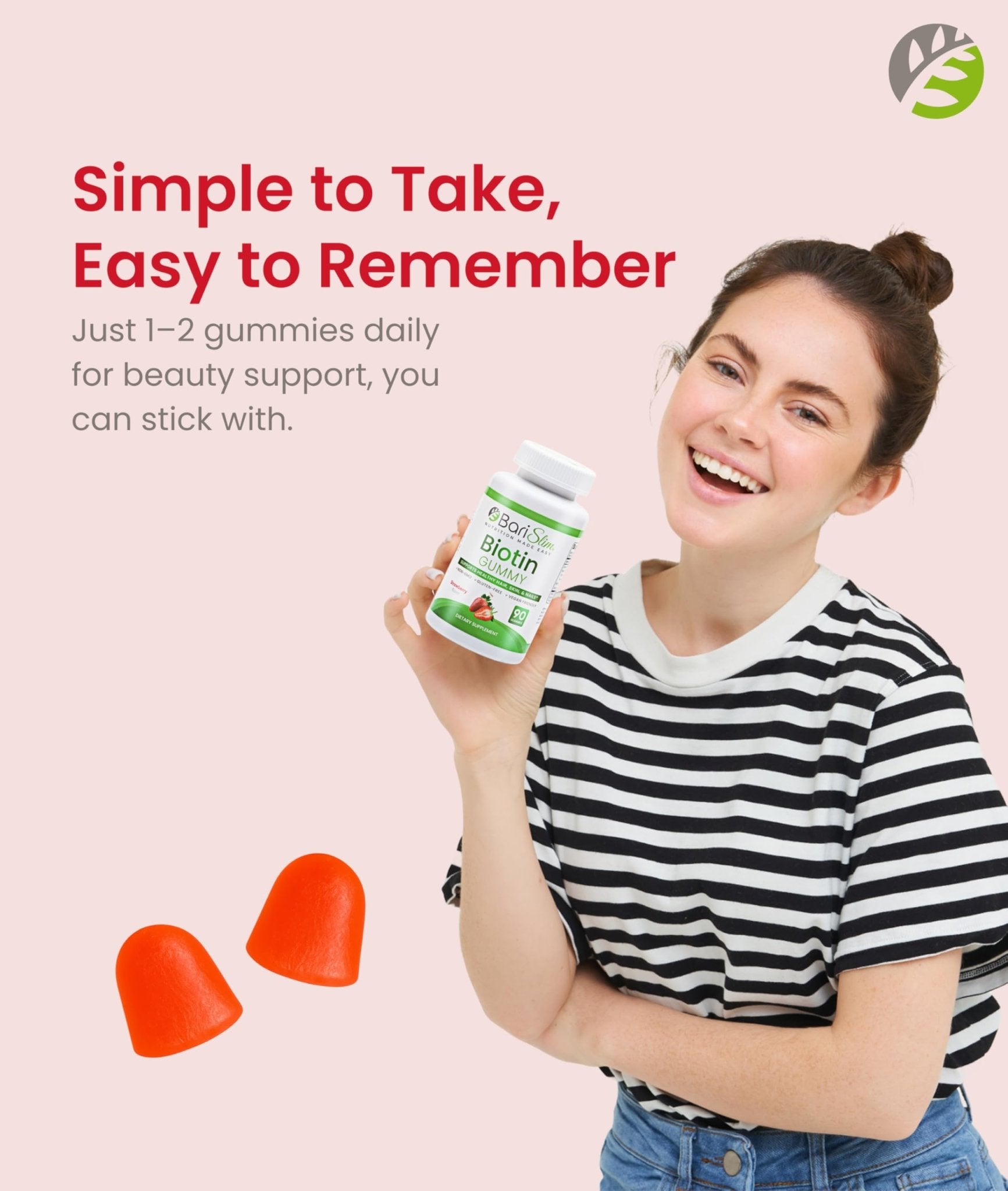 BariSlim Bariatric Vitamin Biotin Gummies - Specially Formulated Gummy Vitamin for Patients After Weight Loss Surgery - Easy to Digest and Great Tasting Fruit Flavors | 90 Fruit Chews - Maple Wellness Supplements