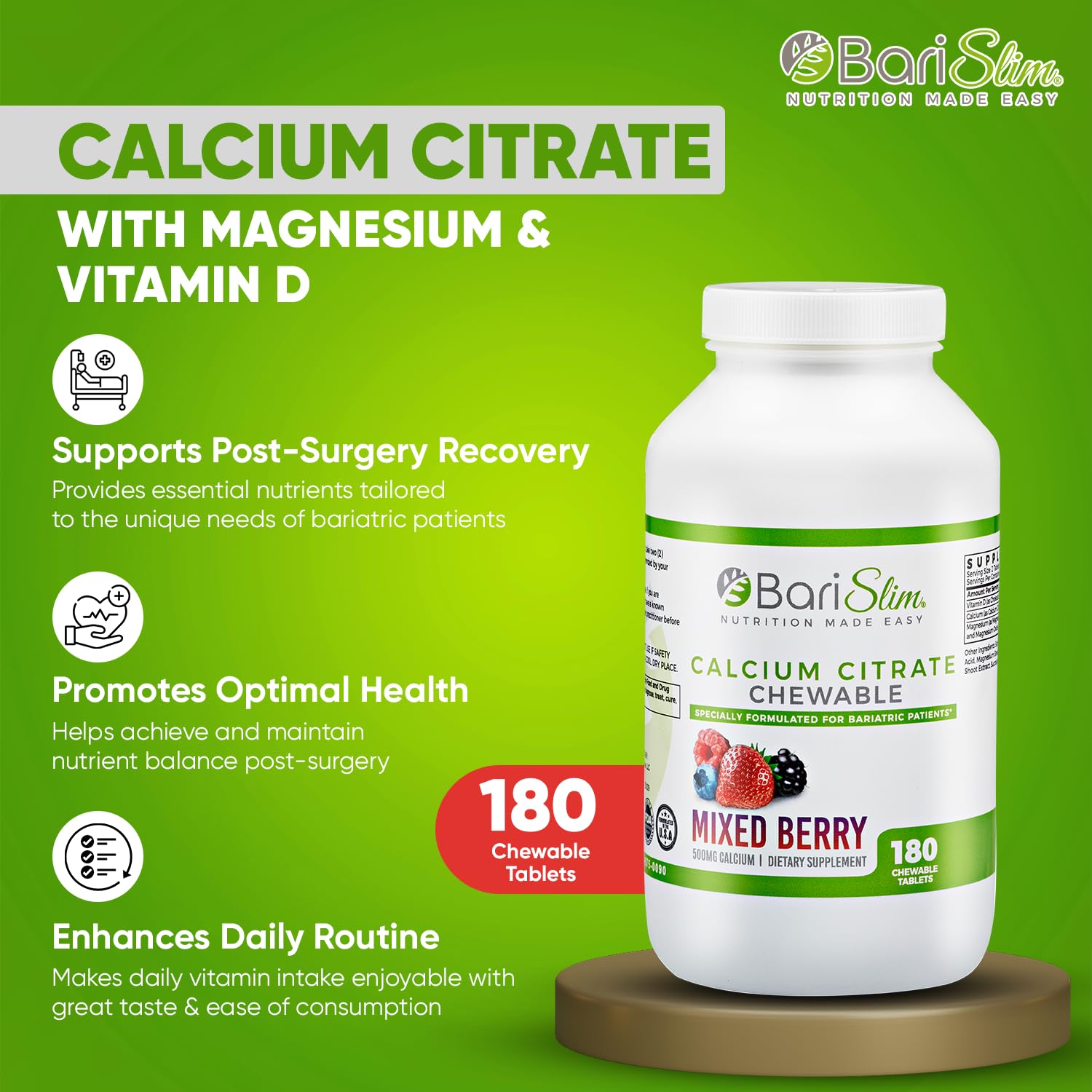 BariSlim Chewable Bariatric Multivitamin Tablets - Specially Formulated Chewable Tablets for Patients After Weight Loss Surgery - Easy to Digest & Great Tasting Fruit Flavors | Pack of 2 - Maple Wellness Supplements