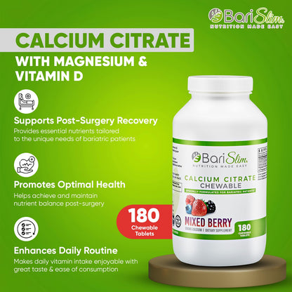 BariSlim Chewable Bariatric Multivitamin Tablets - Specially Formulated Chewable Tablets for Patients After Weight Loss Surgery - Easy to Digest & Great Tasting Fruit Flavors | Pack of 2 - Maple Wellness Supplements