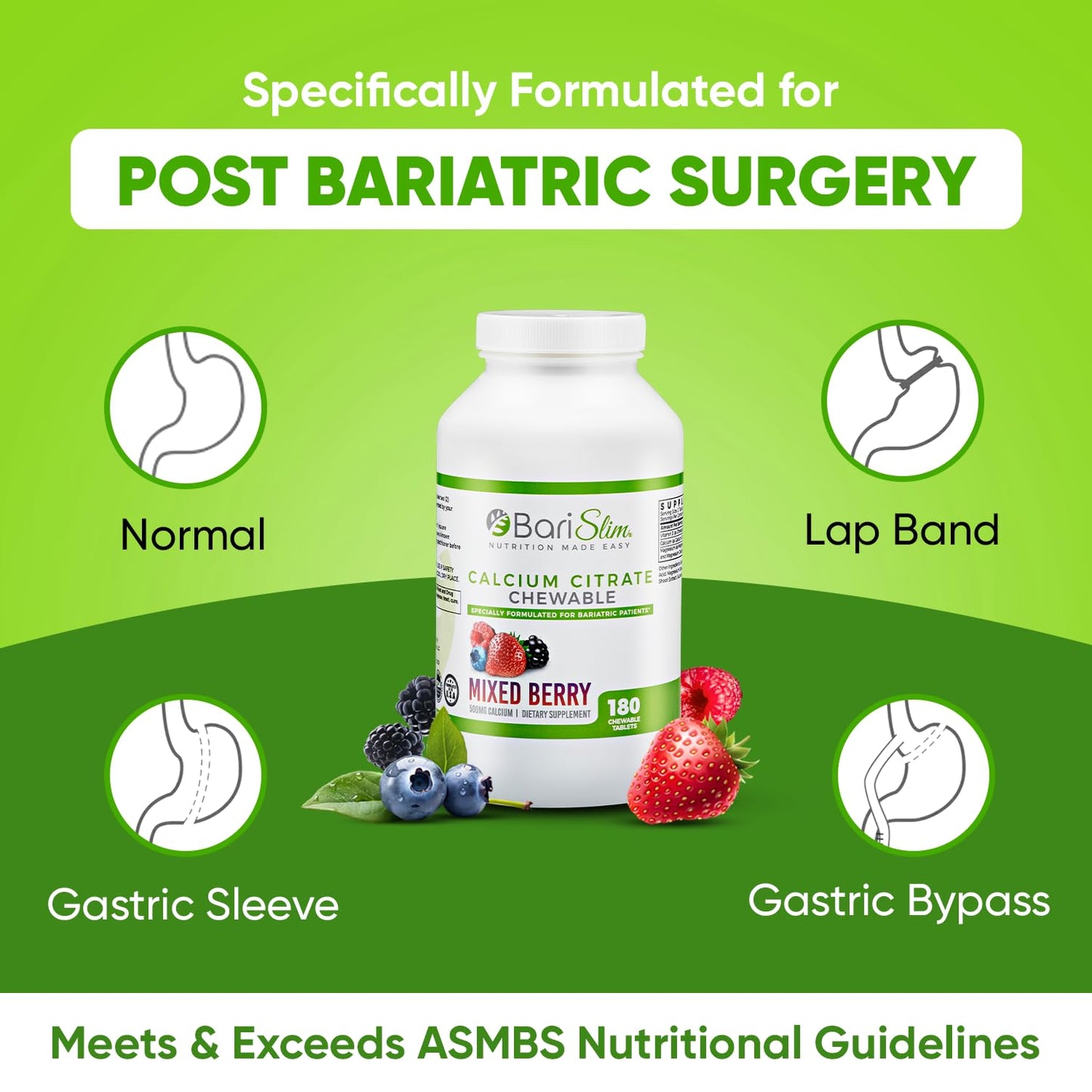 BariSlim Chewable Bariatric Multivitamin Tablets - Specially Formulated Chewable Tablets for Patients After Weight Loss Surgery - Easy to Digest & Great Tasting Fruit Flavors | Pack of 2 - Maple Wellness Supplements