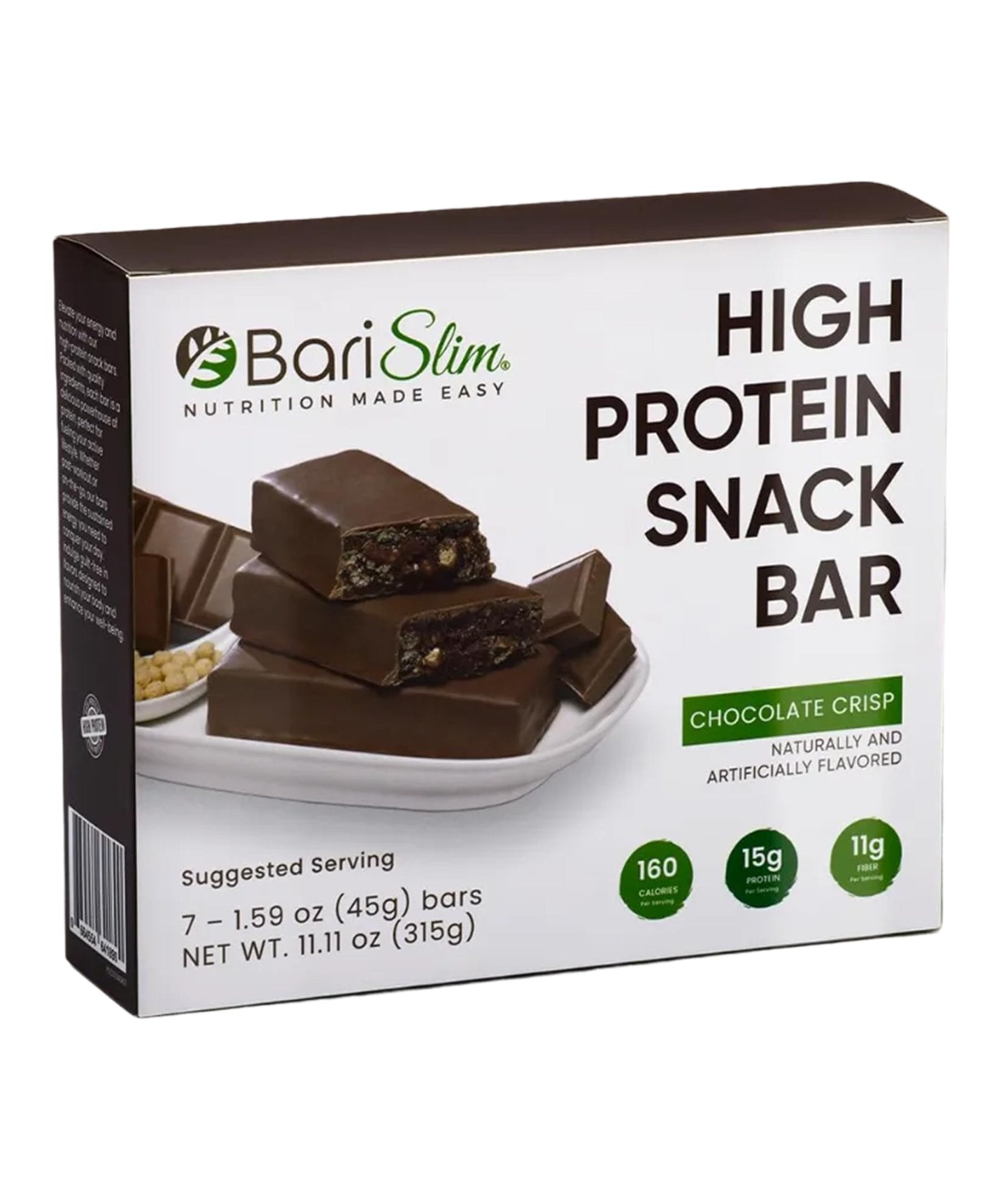 BariSlim High Protein Snack Bar for Bariatric Patients - Nutrient Rich Snack for Post-Surgery Wellness - Ideal for Weight Loss Maintenance & Daily Nutrition | Chocolate Crisp Bar (13 oz) - Maple Wellness Supplements