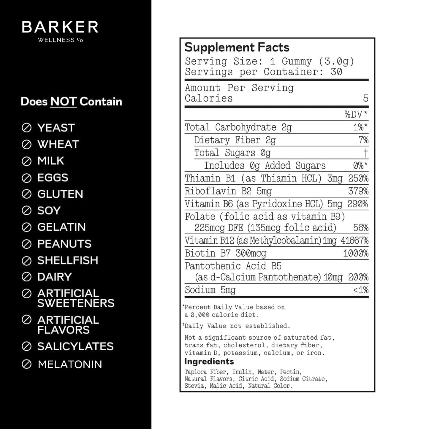 Barker Wellness Vegan B-Complex Gummies – Comprehensive Energy & Metabolism Boost with B1, B5, B6, B7 Biotin, B9 Folate, B12 - Maple Wellness Supplements