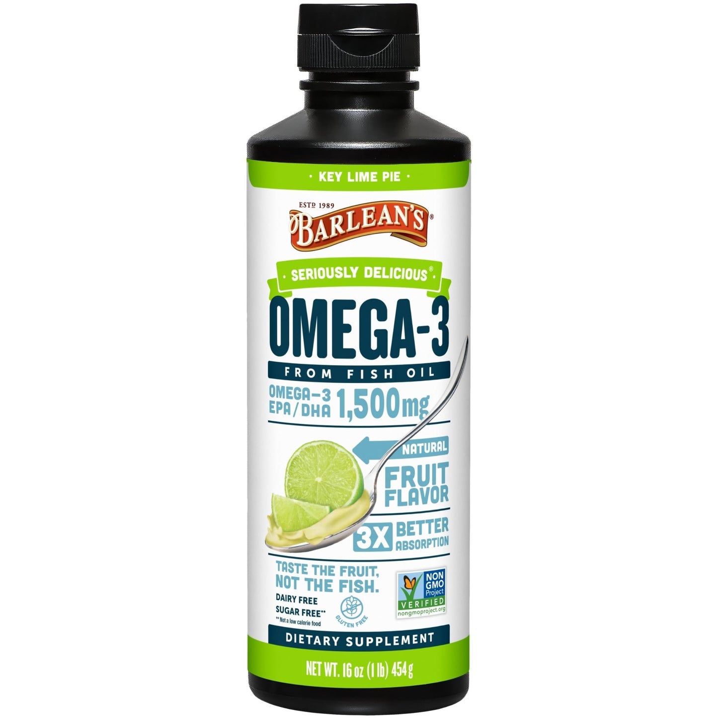 Barlean's Omega 3 Fish Oil Liquid Supplement for Men and Women, 1500mg of EPA and DHA Fatty Acid, Promotes Brain & Heart Health - Maple Wellness Supplements