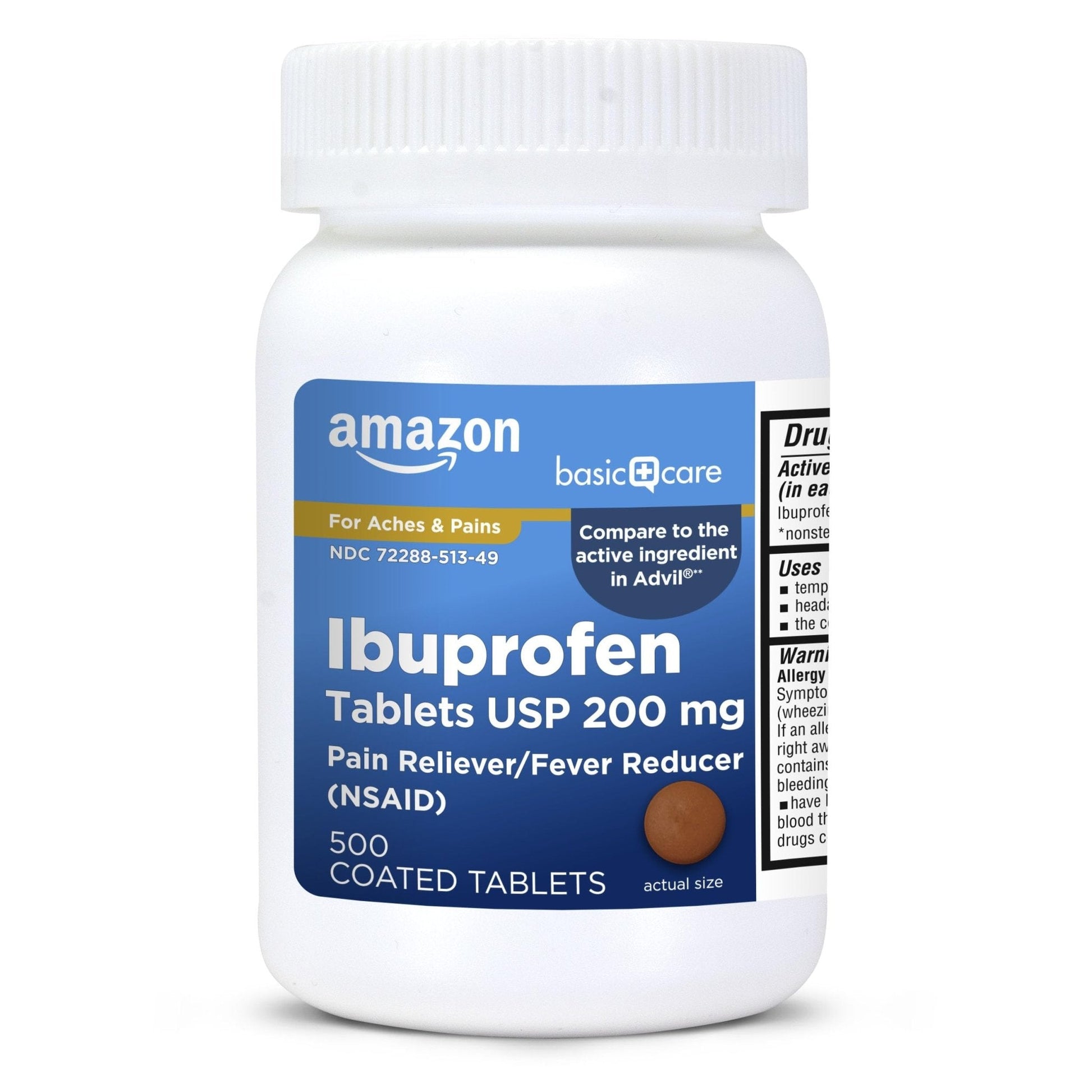 Basic Care Ibuprofen Tablets, 500 Count - Maple Wellness Supplements